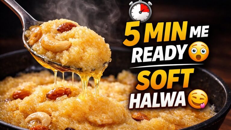 Soft and delicious 5 minute suji ka halwa recipe with dry fruits
