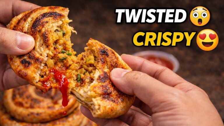 Crispy twisted aloo paratha recipe made with spicy potato stuffing